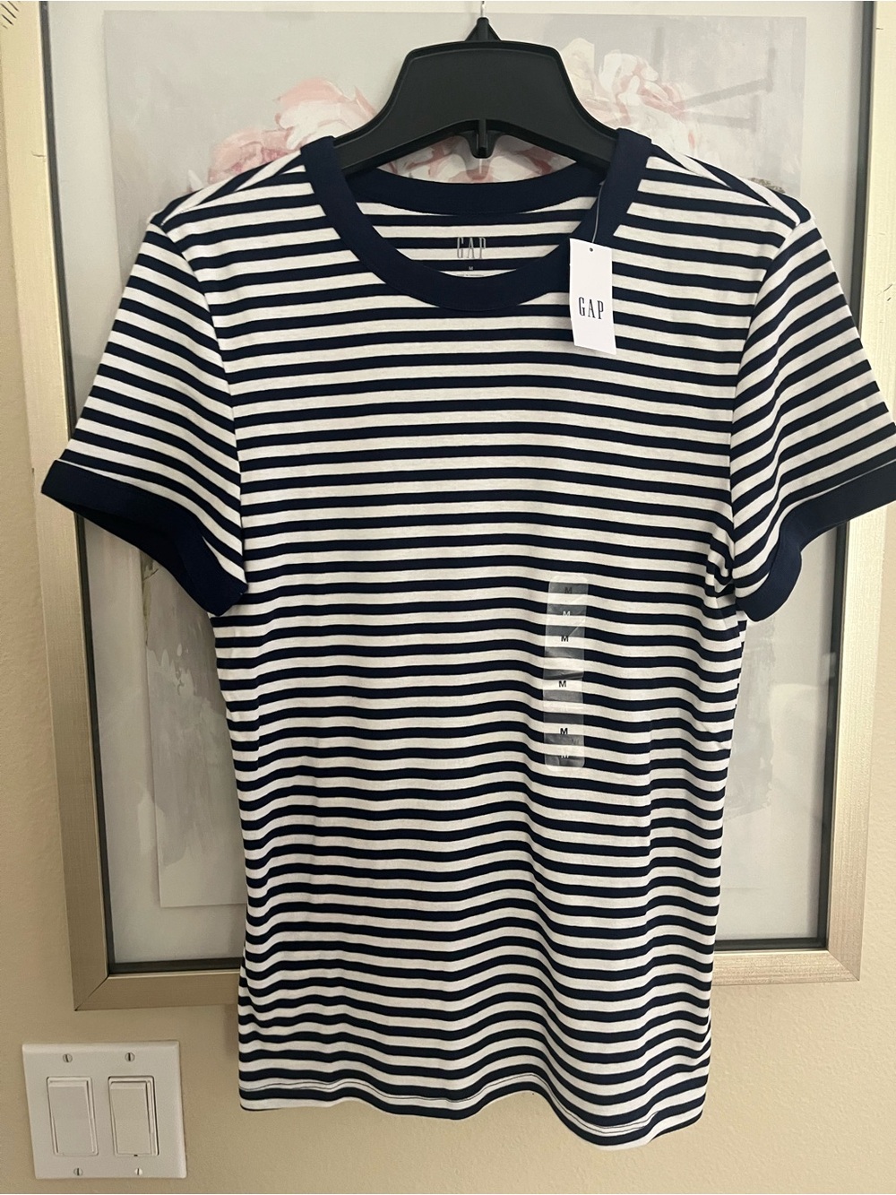 GAP Navy and White Striped Modern Crewneck Tee